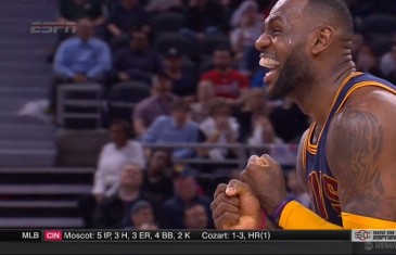 LeBron James ecstatic reaction after Kyrie Irving dagger 3-pointer