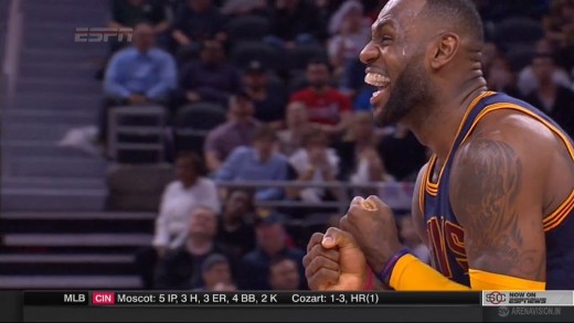 LeBron James ecstatic reaction after Kyrie Irving dagger 3-pointer