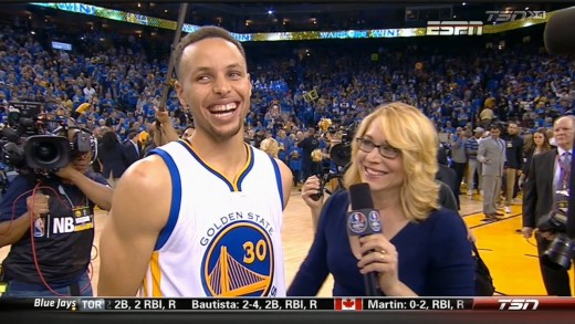 Stephen Curry post game interview after winning 73rd game