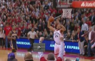 Norman Powell flies in for the super man slam