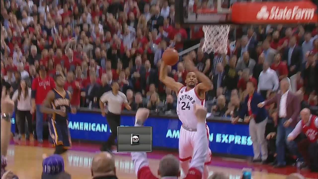 Norman Powell flies in for the super man slam