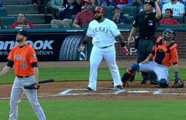 Prince Fielder destroys a homer passed Rangers outfield seats
