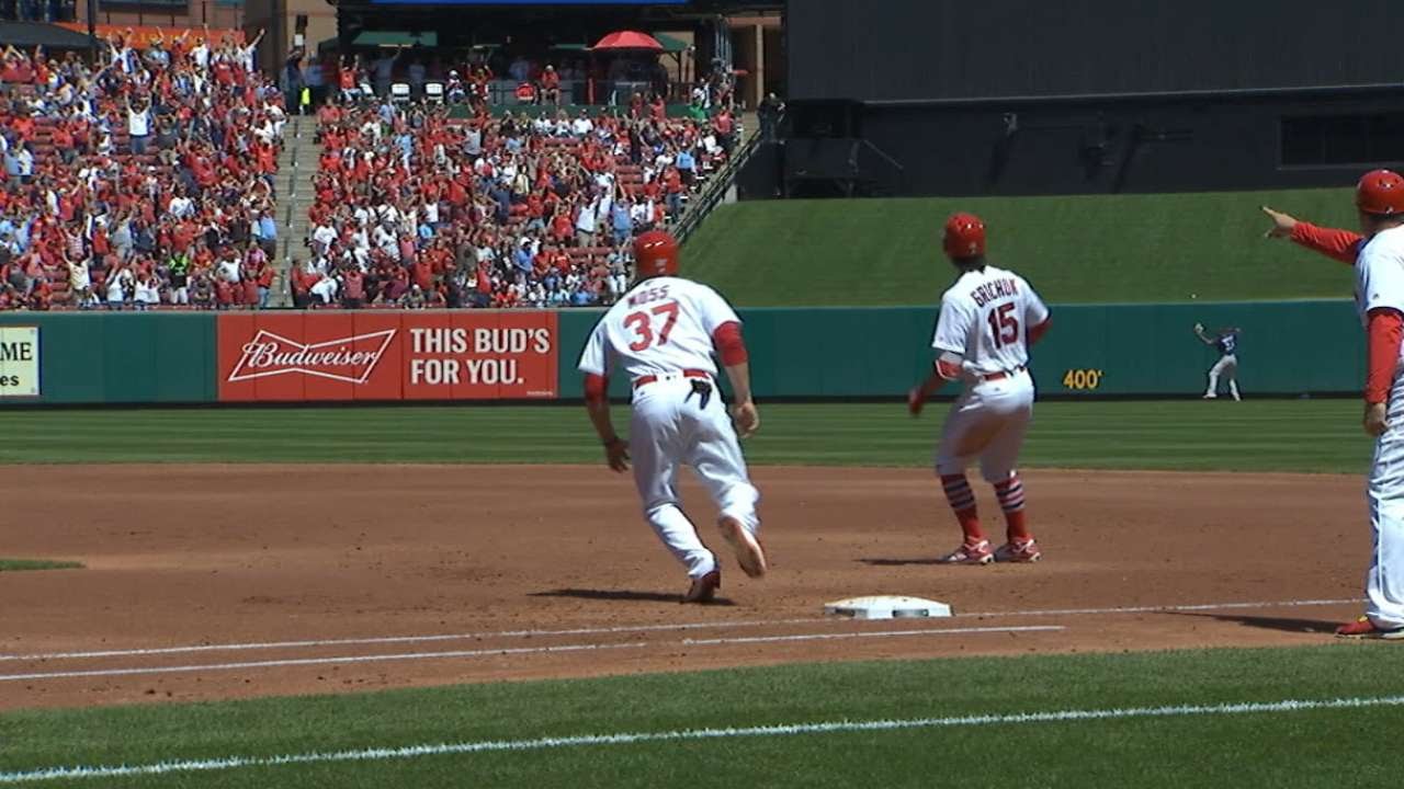 Randal Grichuk passes runner on base in home run trot but didn't get caught