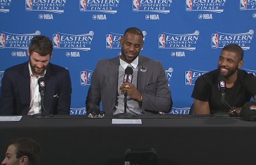 All laughs during LeBron James, Kevin Love & Kyrie Irving’s press conference