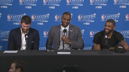 All laughs during LeBron James, Kevin Love & Kyrie Irving’s press conference