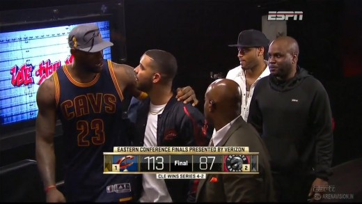 Drake congratulates LeBron James after beating the Raptors