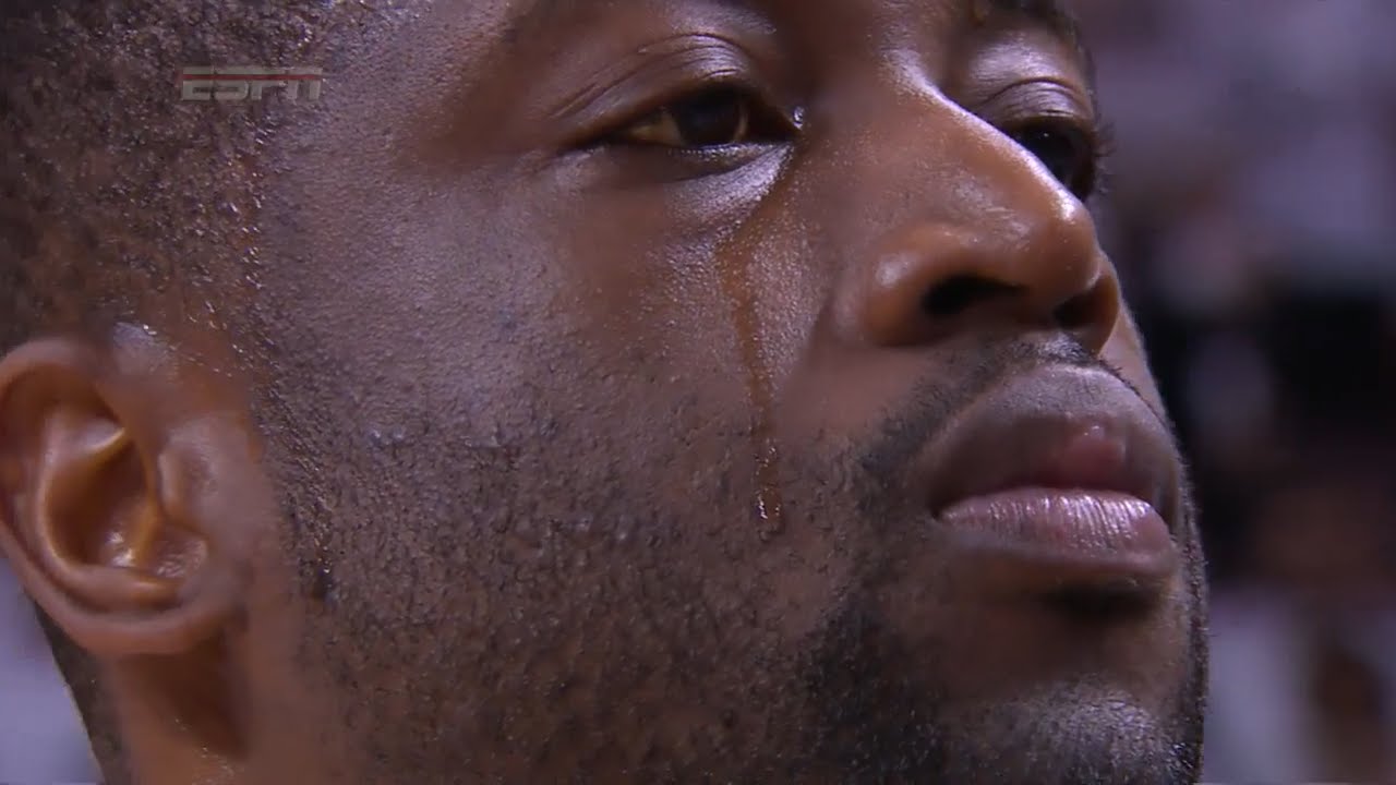 Dwyane Wade in tears during national anthem before Game 7 tip