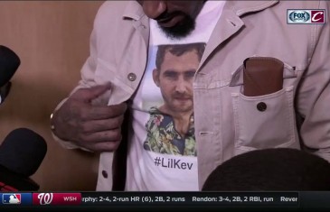 JR Smith shows off his Kevin “Lil Kev” Love shirt