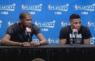 Kevin Durant & Russell Wesbrook post game press conference for Game 2