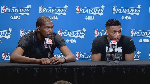 Kevin Durant & Russell Wesbrook post game press conference for Game 2