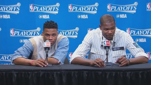 Kevin Durant says “I’m not telling you” when asked about his post game thoughts