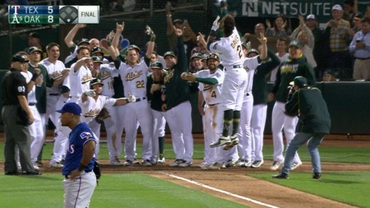 Khris Davis belts walk off grand slam for the A’s