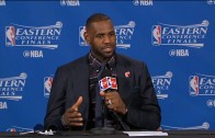 LeBron James speaks to the media following the Cavs Game 4 loss