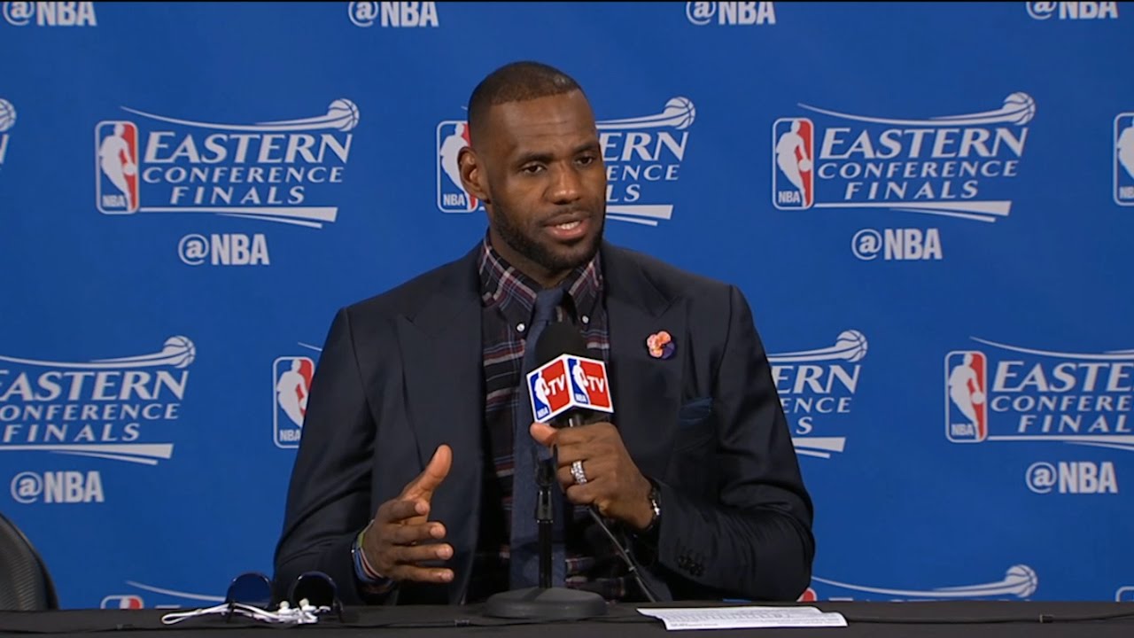 LeBron James speaks to the media following the Cavs Game 4 loss