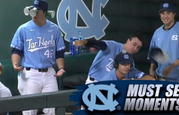 North Carolina baseball hilariously video bombs teammate