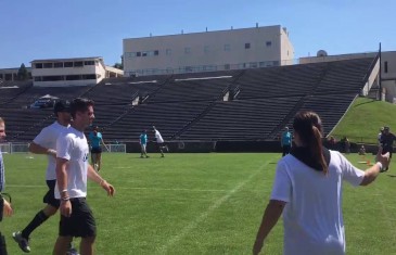 Cam Newton smokes a kickball home run