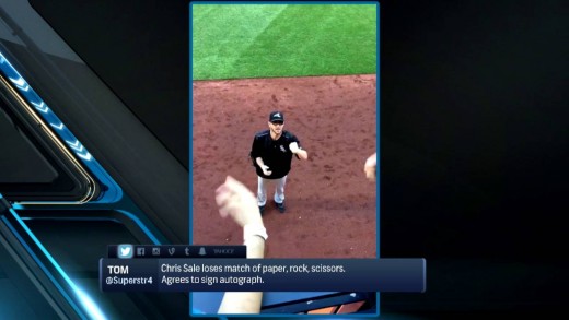 Chris Sale loses in rock, paper, scissors so he has to sign autograph