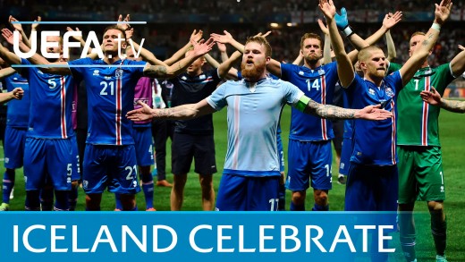 Iceland lead incredbile viking celebration with their fans