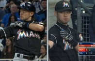 Ichiro singles with doppelganger in the crowd