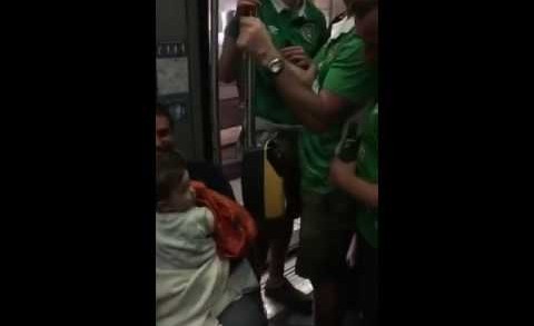 Irish soccer fans sing lullabies to French baby on the train