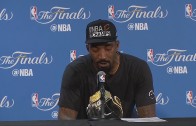 J.R. Smith very emotional speaking to the media