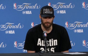 Kevin Love speaks to the media following Game 7 win