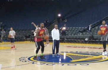 LeBron James casually sinks a half court shot