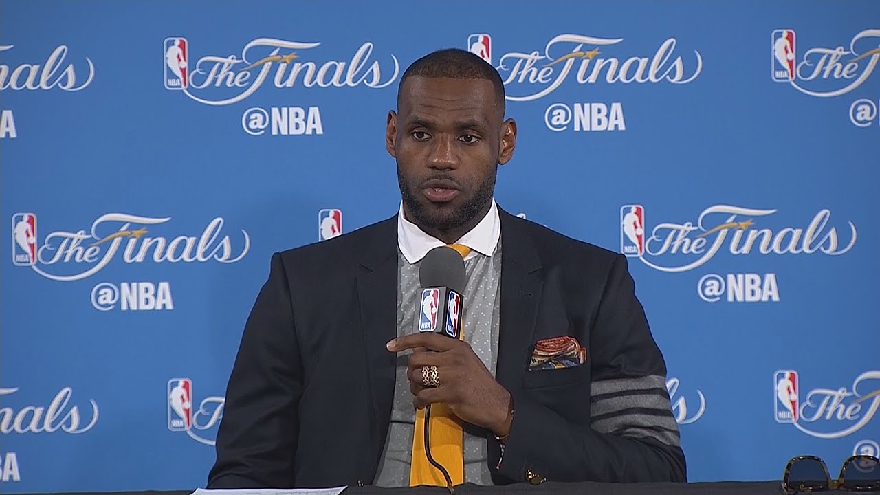 LeBron James speaks to the media following NBA Finals GM 1 loss