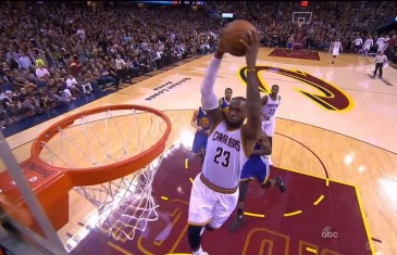 LeBron James throws down the no look alley-oop pass from JR Smith