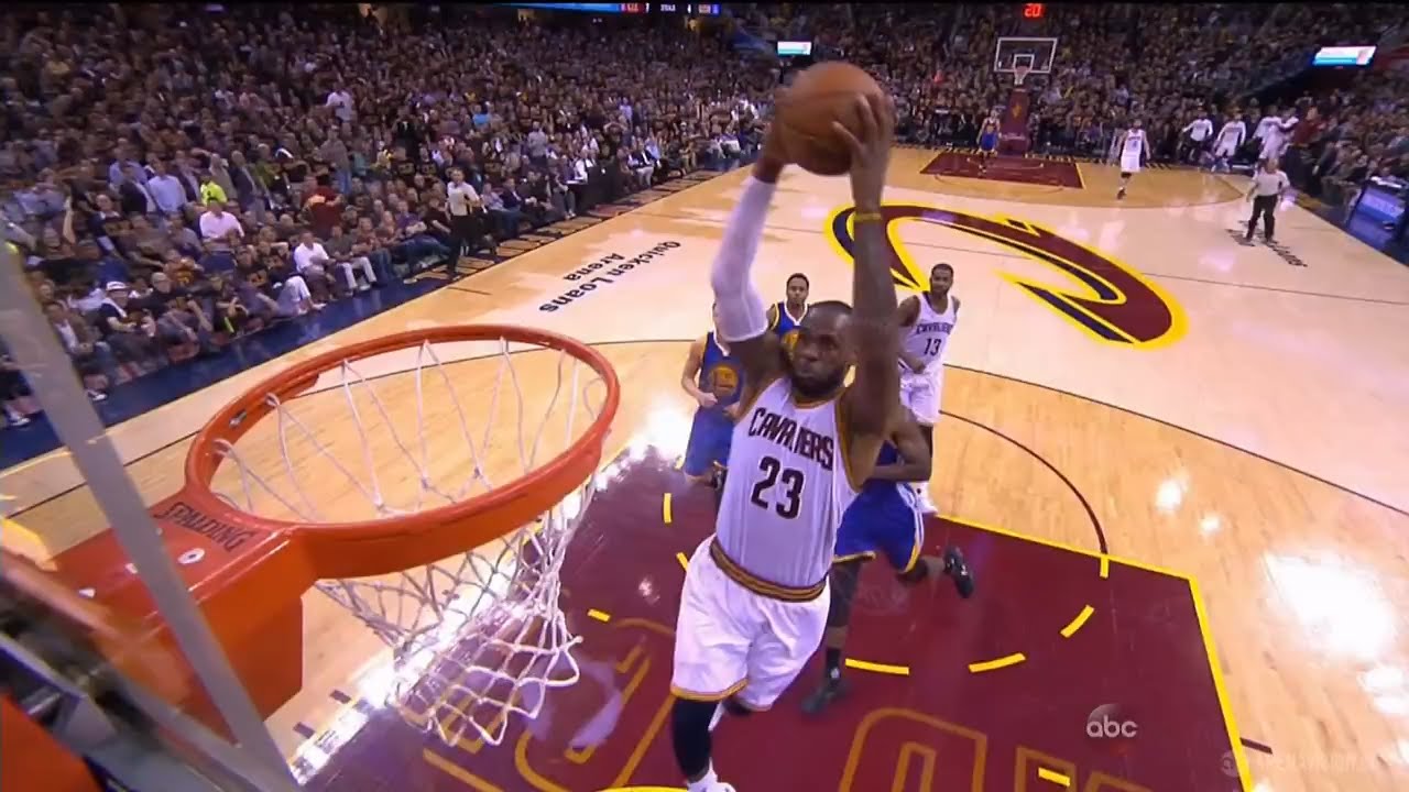 LeBron James throws down the no look alley-oop pass from JR Smith