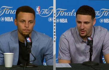 Steph Curry & Klay Thompson speak to the media following Game 4 win