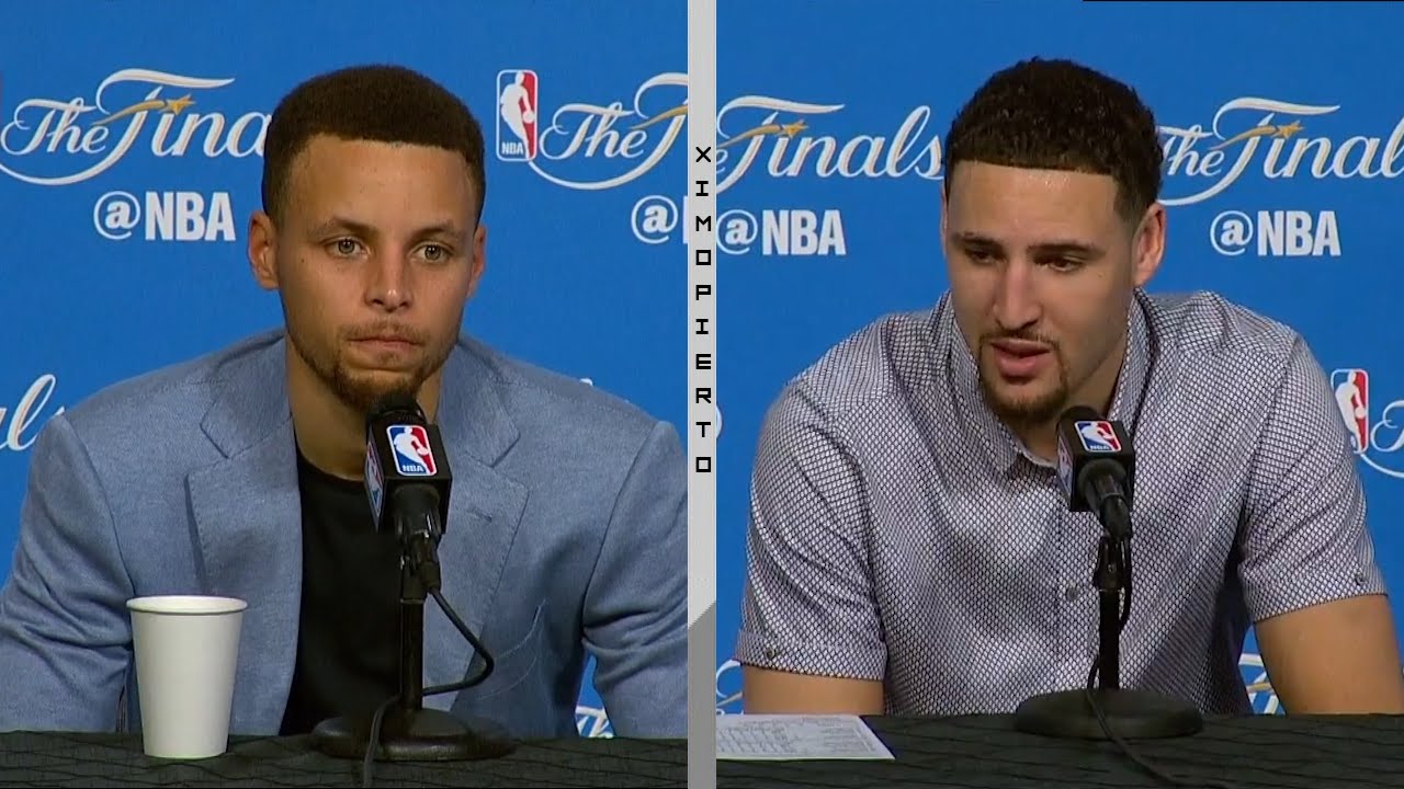 Steph Curry & Klay Thompson speak to the media following Game 4 win