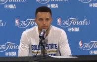 Steph Curry speaks to the media following Game 7 loss