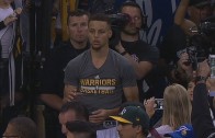 Steph Curry struggles to hit his traditional tunnel shot
