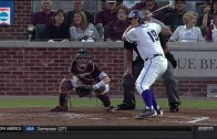 Texas A&M Aggies’ catcher mask explodes from foul ball