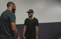Usher & Kyrie Irving celebrate NBA Championship in Hallway
