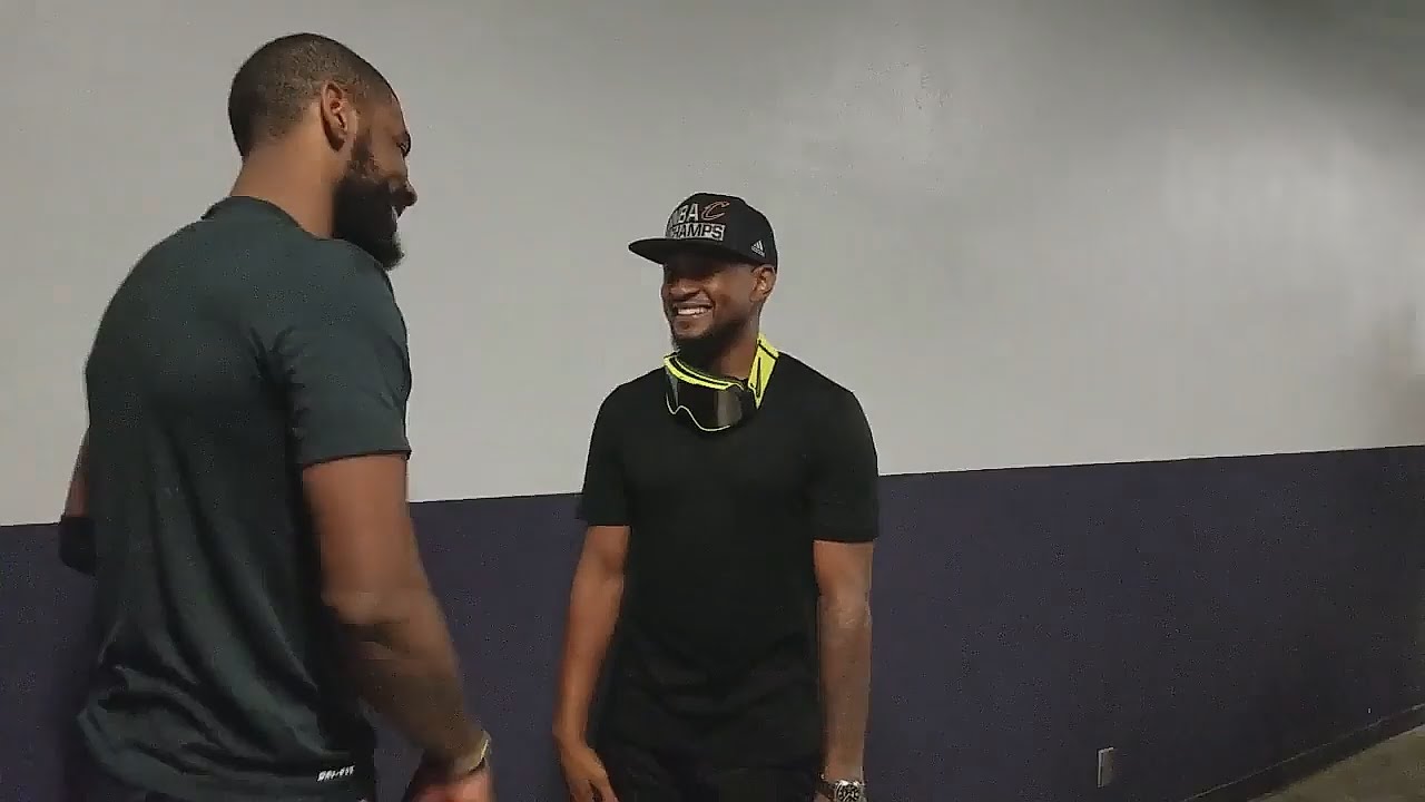 Usher & Kyrie Irving celebrate NBA Championship in Hallway