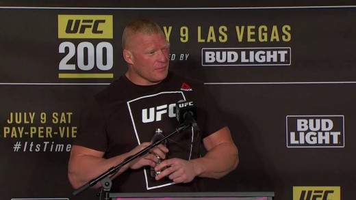 Brock Lesnar addresses media after defeating Mark Hunt