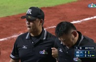 Chinese umpire gets hit in the nuts by a foul ball