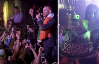 Conor McGregor enjoys champagne & birthday cake post UFC 200