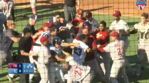 Corpus Christi Hooks & Frisco RoughRiders bench clearing brawl