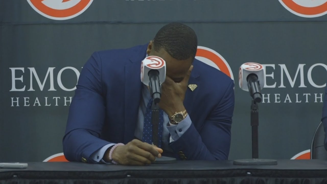Dwight Howard cries in his Atlanta Hawks Introductory Press Conference