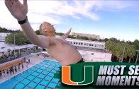 Mark Richt Does a Back Flip High-Dive at Miami Paradise Camp