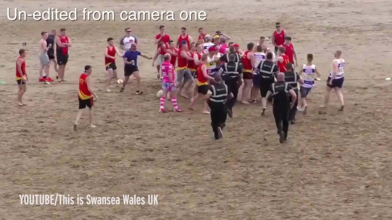 Massive fight happens at beach rugby tournament in Wales