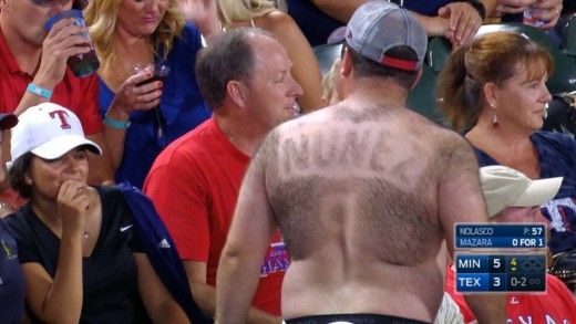 Twins fan shaved his back hair into a Eduardo Nunez jersey