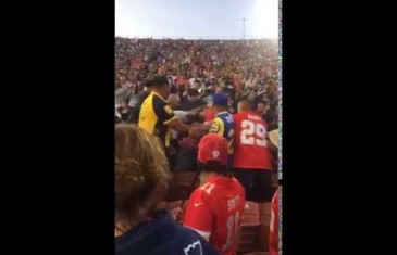 Alternate Angle: Chiefs fan punches Rams fan in the face in front of LAPD