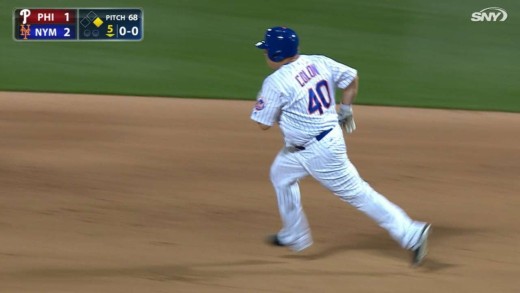 Bartolo Colon smokes a double into the gap