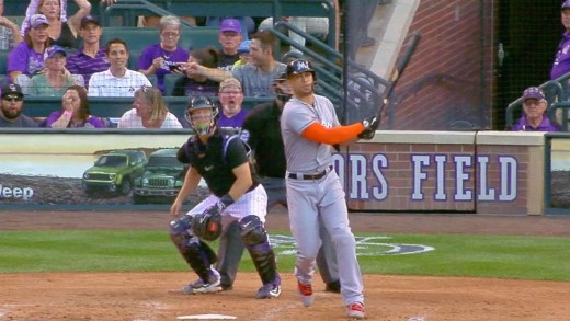 Giancarlo Stanton launches 504 foot home run at Coors Field