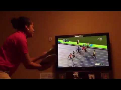 Hilarious: Jamaican woman cheers on Usain Bolt