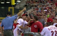 Joey Votto loses his mind after not being awarded time call